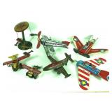 (6) Tin Litho Planes. Marx, LineMar, Ohio Art
