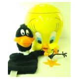 Looney Toons Tweety Cookie Jar/Daffy Duck Puppet
