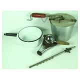 Vtg Kitchen Enamel pot/Popcorn Popper/Hair Dryer