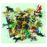 Vtg Plastic Cowboys/Indians/Horses Figures