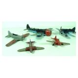 (5) Vtg Hubley Metal Planes-various sizes