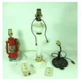 Vtg Lamps & electrical (untested) incl milk glass