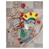 Wooden Train & Tracks w/Station & Accessories
