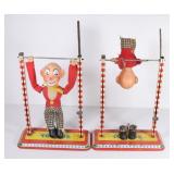 (2) Ohio Art 1950s Toe Joe Acrobat Clowns