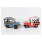 (2) Vtg Tin Litho Jeeps. Payva Marina & MP Japan