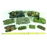 (9) Tin Litho Military Tanks. Conditions vary