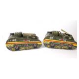 (2) Marx Army Doughboy Tin Wind-up Tanks