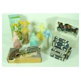 Vtg Avon Cologne Bottles, Dover Coach Figurines