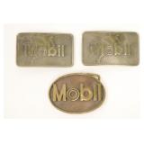 (3) Mobil Advertising Metal Belt Buckles