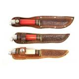 (3) WESTERN Fixed Blade Knives w/sheaths
