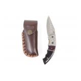 Damascus Steel Blade Folding Knife w/Stauer sheath