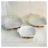 Vtg Corning Ware Baking Dishes. 1- qt & 2 -10x10