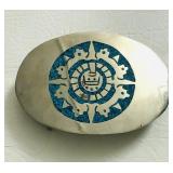 Vtg Turquoise Mosaic Inlay in Sterling Silver