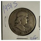 1951 S US Franklin Half Dollar