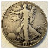1937 US Walking Liberty Half Dollar