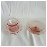 Vtg Pink Depression Glass