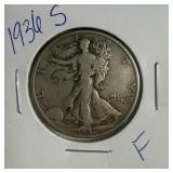 1936 S US Walking Liberty half Dollar