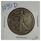 1935 D US Walking Liberty half Dollar