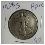 Rare 1928 S US Walking Liberty half Dollar