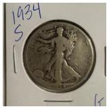 1934 S US Walking Liberty half Dollar