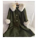 Mid Century Ian Milstein's Wool & Faux Fur Coat.