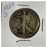 1929 S US Walking Liberty half Dollar