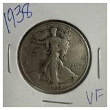 1938 US Walking Liberty half Dollar