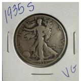 1935 S US Walking Liberty half Dollar