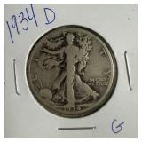 1934 D US Walking Liberty half Dollar