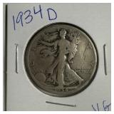 1934 D US Walking Liberty half Dollar