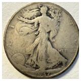 1937 D - US Walking Liberty Half Dollar