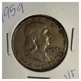 1959 US Franklin Half Dollar