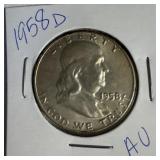 1958 D US Franklin Half Dollar