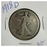 1918 D US Walking Liberty half Dollar