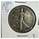 1934 S US Walking Liberty half Dollar