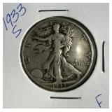 1933 S US Walking Liberty half Dollar
