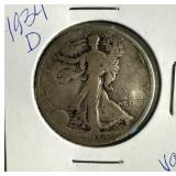 1934 D US Walking Liberty half Dollar