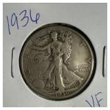 1936 US Walking Liberty half Dollar