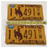 1987 WYO License Plate Set