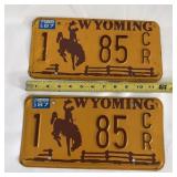 1987 WYO License Plate Set