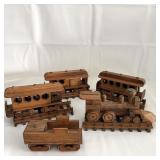 Amish Hand Carved Toy Train Set Excellent