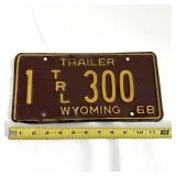1968 WYO License Plate