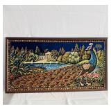 Vtg Peacock Italian Rug Wall Art