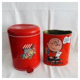 Vtg Metal Trash Cans