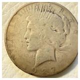 Rare 1927 S - US Silver Peace Dollar