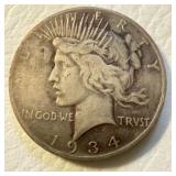 Rare 1934 S - US Silver Peace Dollar