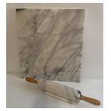 VTG Marble Cutting Board & Rolling Pin on Stand