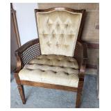 Vtg Tufted Velour Cane Arm Accent Chair - Great