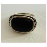Oval Black Onyx Ring Set in .925 sterling Ring.