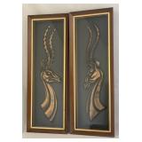 Pair of Mid-Century Modern Gazelle Wall Art